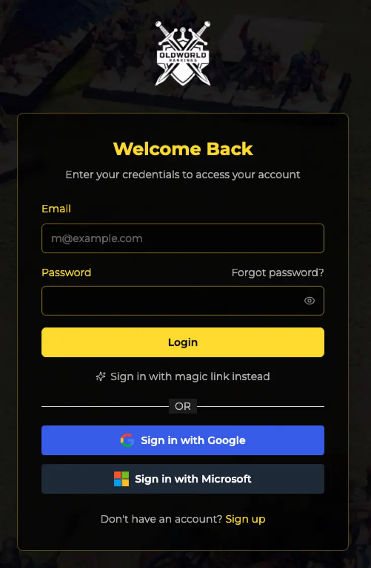 Screenshot of the new magic link login experience